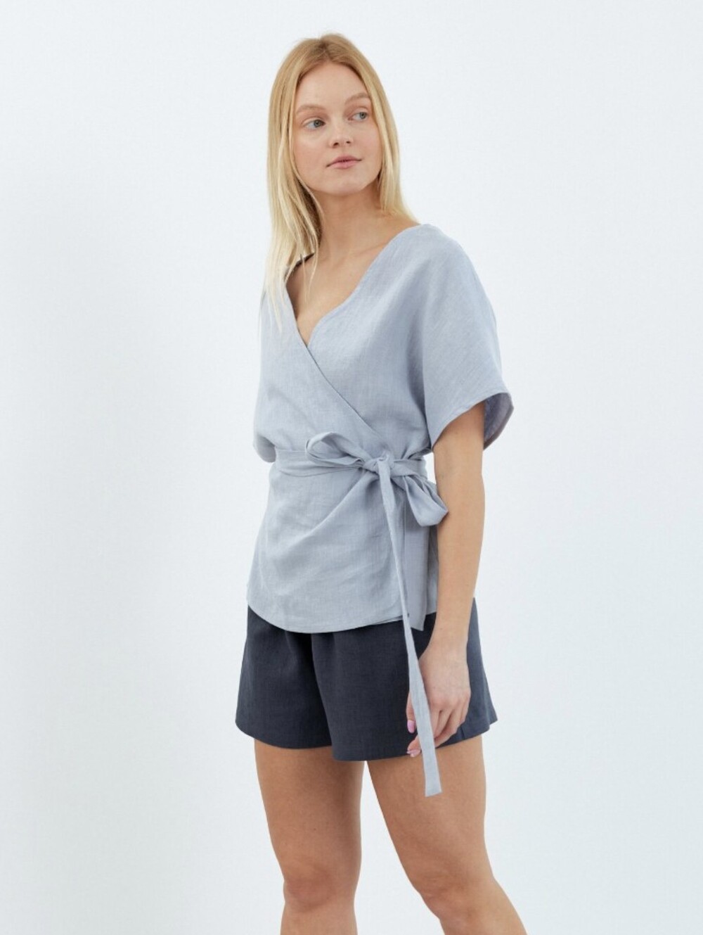 Evie 100% Linen Wrap Top